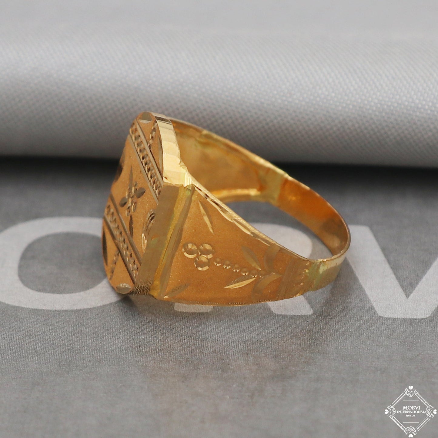 22k Yellow Gold Ring Size 10 US and All, Hand Carved Gold Ring Jewelry, Indian Gold Ring, K5091