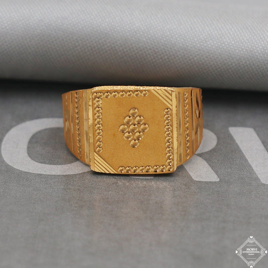 22k Yellow Gold Ring Size 9.75 US and All, Hand Carved Gold Ring Jewelry, Indian Gold Ring, K5094