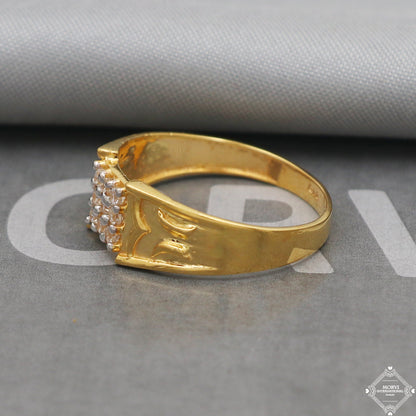 22k Yellow Gold Ring Size 11 US and All, White Zircon Stone Gold Ring Jewelry, Indian Gold Ring, K5095