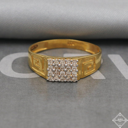 22k Gold Ring Size 11.25 US and All, White Zircon Stone Yellow Gold Ring Jewelry, Indian Gold Ring, K5097