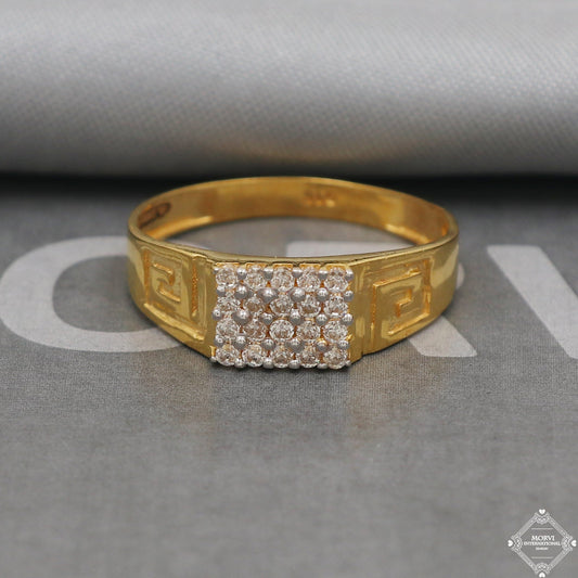 22k Gold Ring Size 11.25 US and All, White Zircon Stone Yellow Gold Ring Jewelry, Indian Gold Ring, K5097