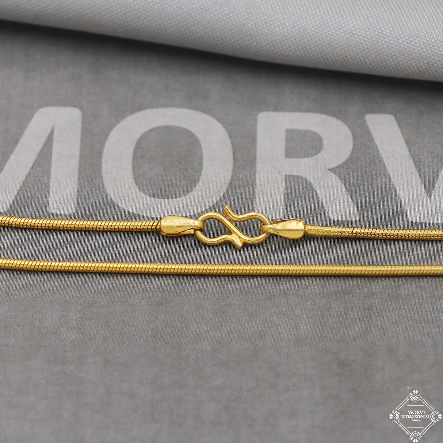 18k Yellow Gold Snake Style Chain Round Handmade Indian Gold Chain 18kt real gold jewelry for women and men, K5114