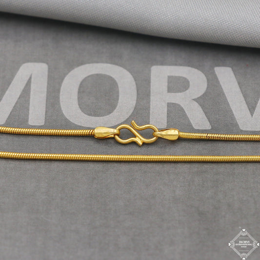 18k Yellow Gold Snake Style Chain Round Handmade Indian Gold Chain 18kt real gold jewelry for women and men, K5114