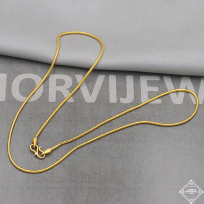 18k Yellow Gold Snake Style Chain Round Handmade Indian Gold Chain 18kt real gold jewelry for women and men, K5114