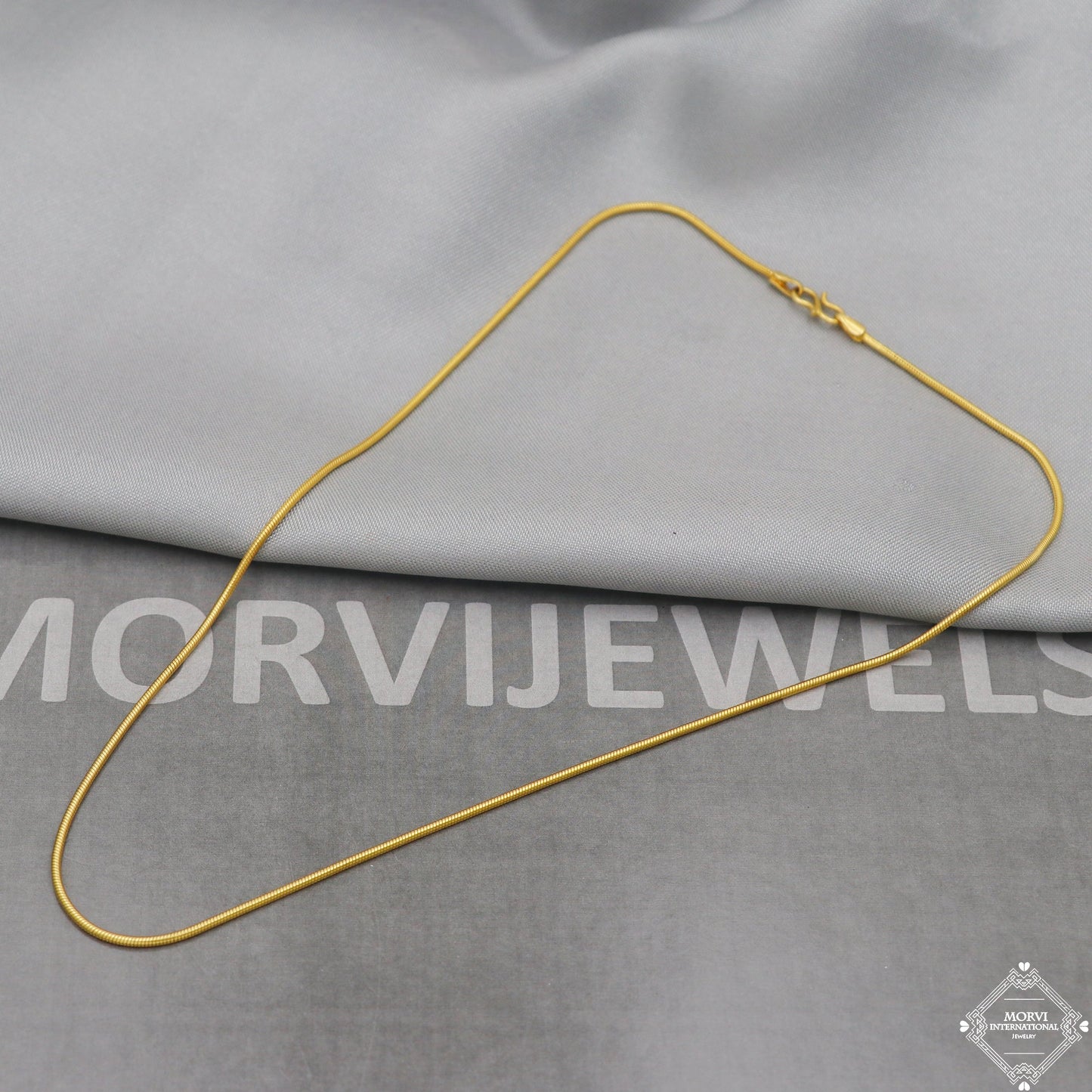 18k Yellow Gold Snake Style Chain Round Handmade Indian Gold Chain 18kt real gold jewelry for women and men, K5114
