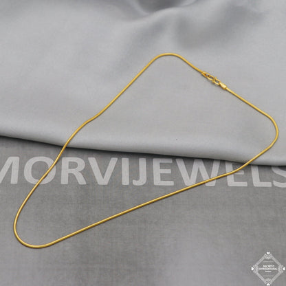 18k Yellow Gold Snake Style Chain Round Handmade Indian Gold Chain 18kt real gold jewelry for women and men, K5114