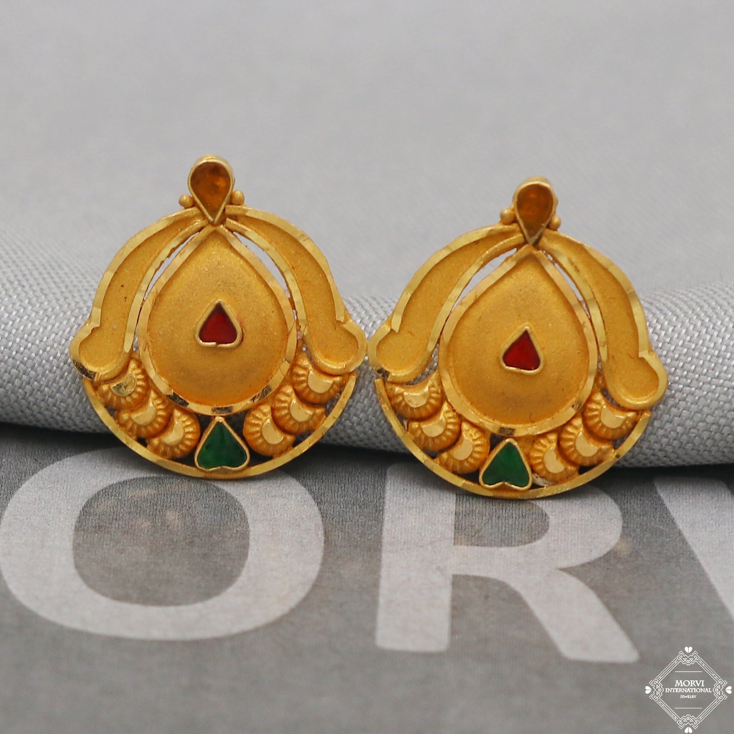 22k Gold Tops Earrings Stud Party Wear Handmade Indian 22kt Gold screw back Earrings Jewelry for Gift, K5161
