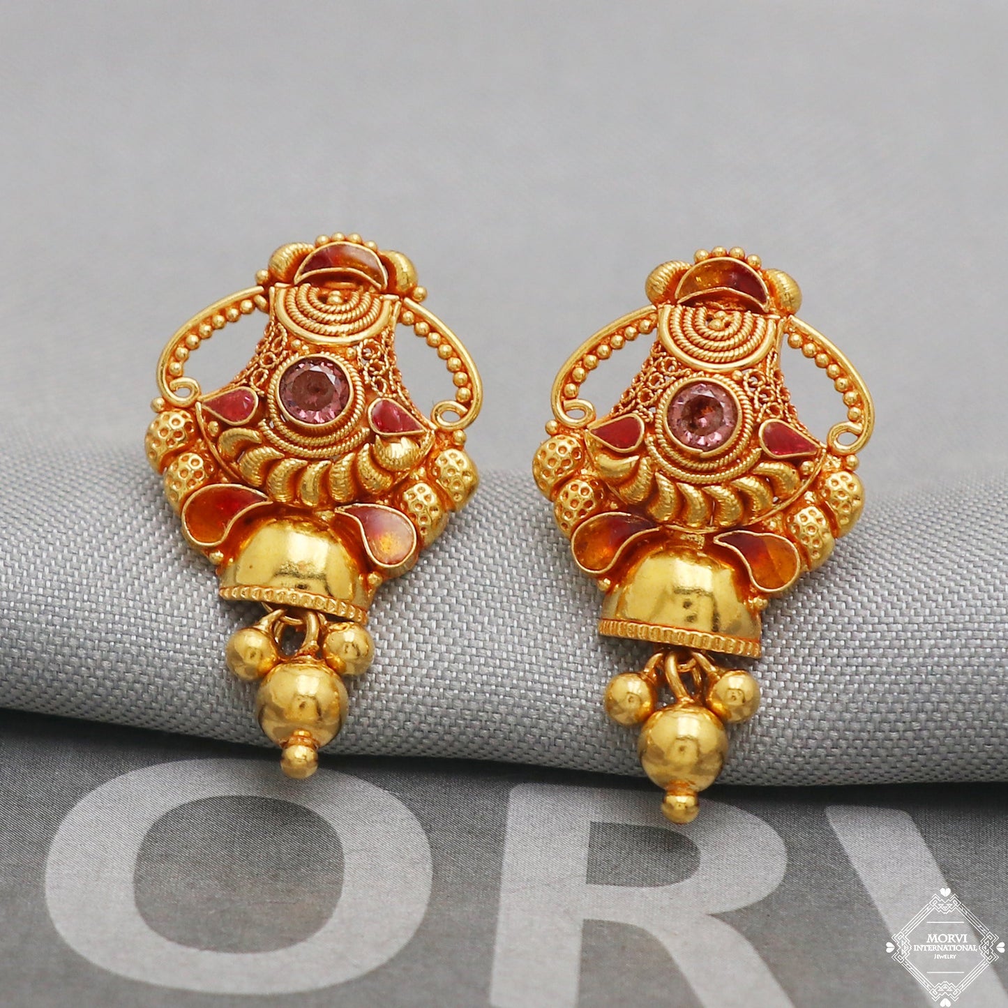 22k 22kt 22 karat Pure Gold Earring Pair, K5222