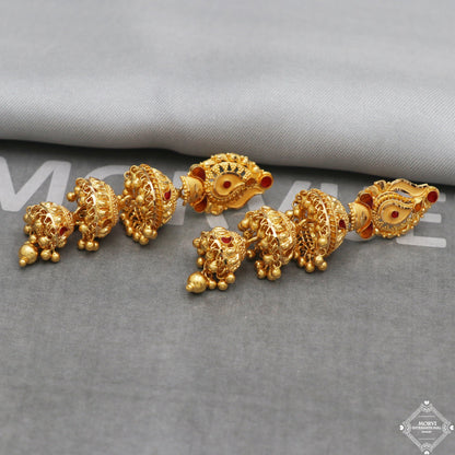 22k Yellow Gold Earrings Jhumka jewelry , handmade vintage Pure Traditional wedding indian style Dangle Jhumki Earrings Chandelier, K5242