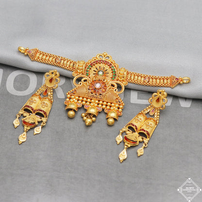 pure 22k gold necklace earrings set, K5261
