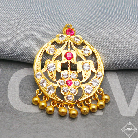 Indian style 22k yellow gold pendant necklace indian traditional handmade wedding party wear jewelry for gift, K5306