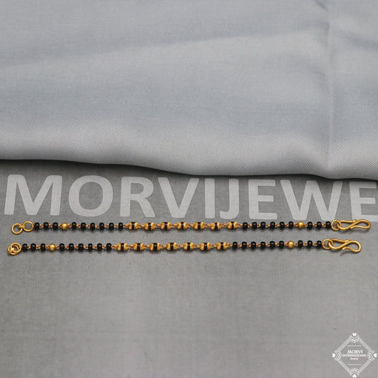 22k Gold Bracelet chain Handmade Black Beads, Beads Mangalsutra Bracelet Jewelry for Gift, K5341