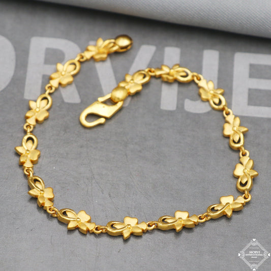 22k Yellow Gold charms Link Bracelet Indian Handmade Jewelry, K5343