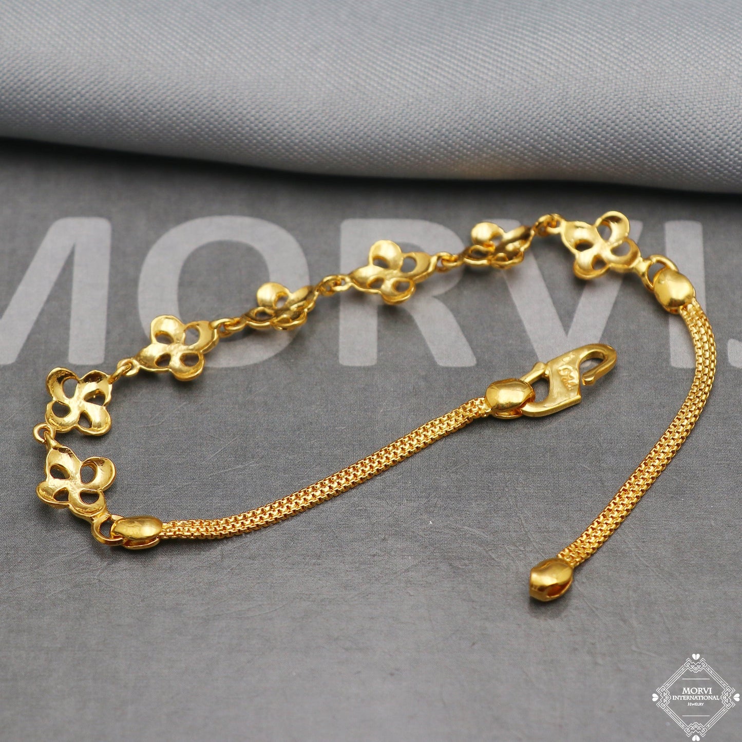 Fabulous 22k Yellow Gold Link Women Bracelet 7 inches Indian Handmade Women Jewelry, K5354
