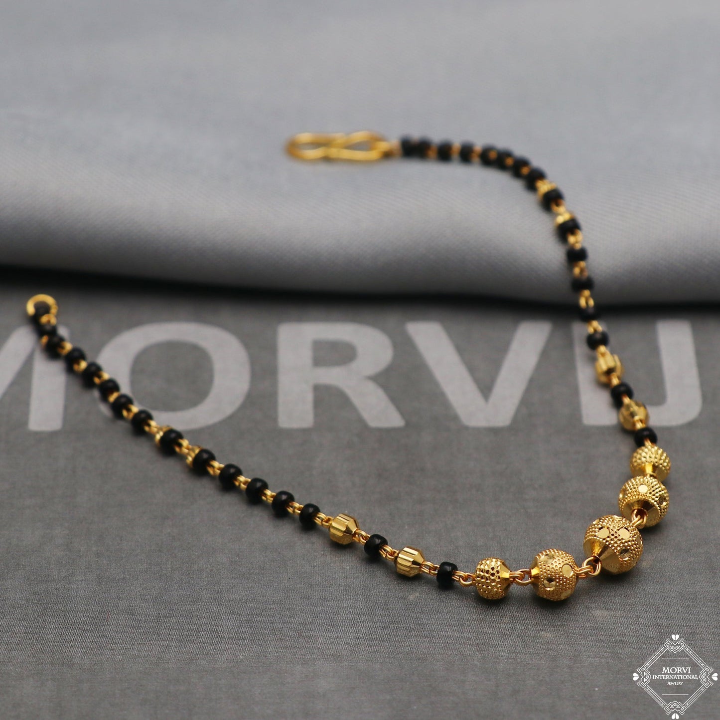 Fabulous Gold Black Beads 22k Gold Women Bracelet 7 inches Indian Handmade Women Jewelry, K5359