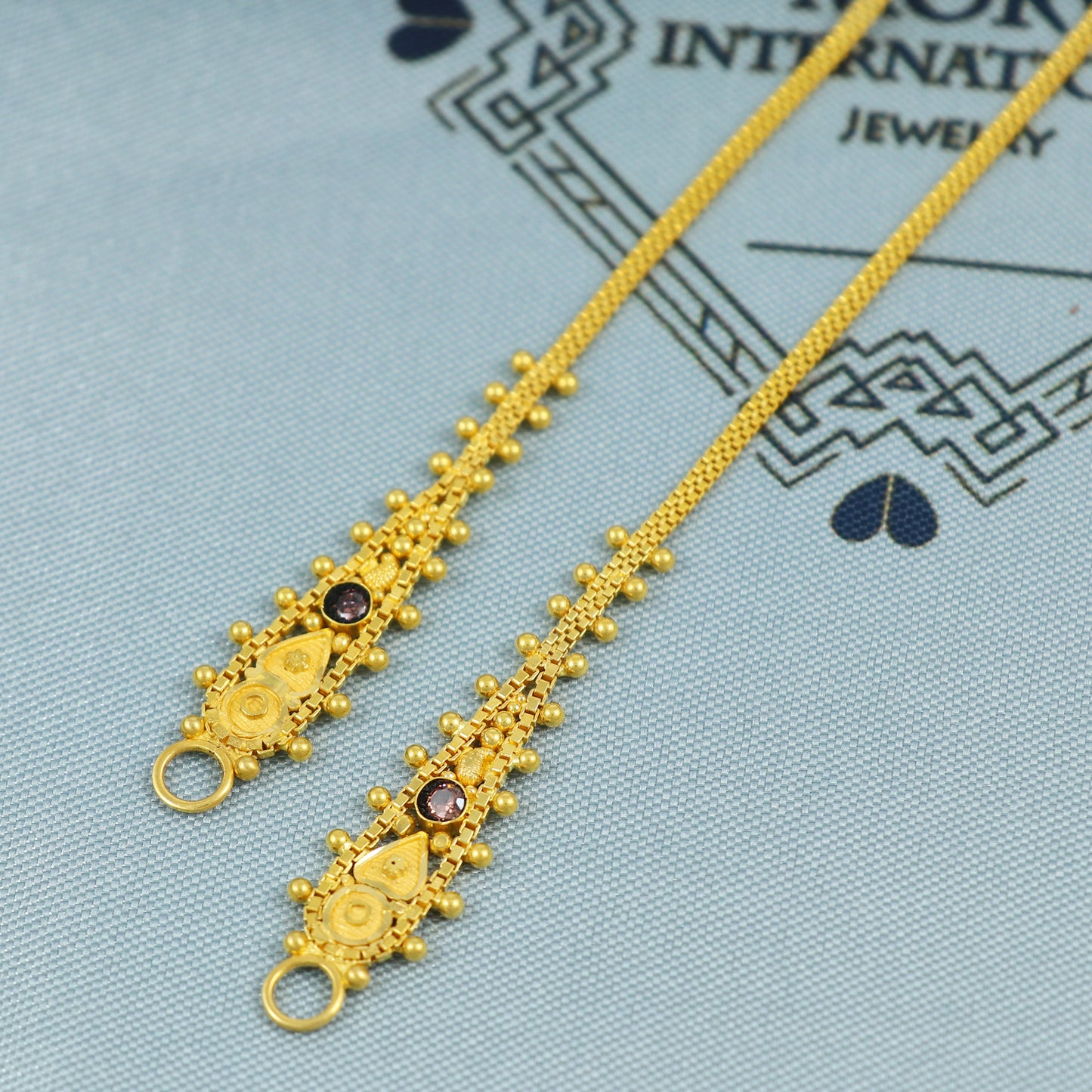 Handmade 22k Gold Ear Chain, Kaan chain,Kanoti, 4.9g Indian Jewelry, 11cm Long, Elegant Design with Adjustable Fit, K5390