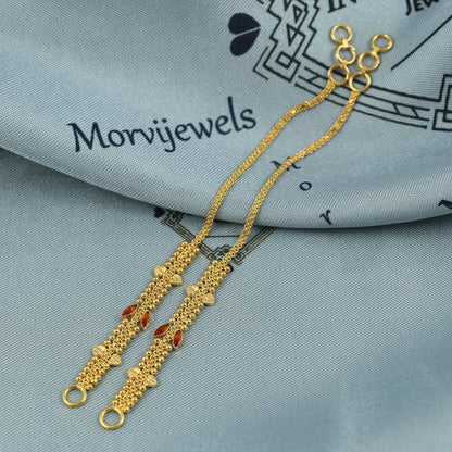 Handmade 22k Gold Ear Chain, Kaan chain,Kanoti, 4.55g Indian Jewelry, 11.5cm Long, Elegant Design with Adjustable Fit, K5394