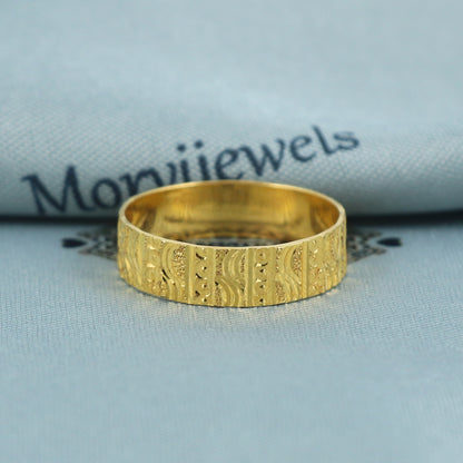 22k 22kt Engraved Band Ring Handmade Indian Jewelry For Gift, K5413