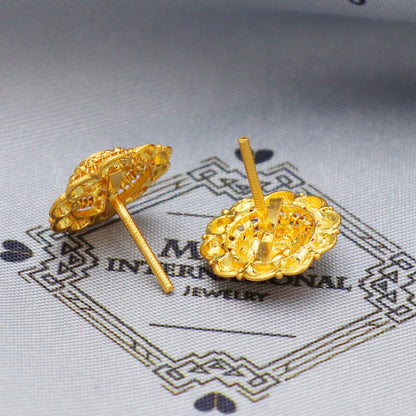 22k 22kt Yellow Gold Studs Earrings Jewelry for gift, Gold Round Screw Back Minimalist Indian Antique Vintage Earrings for Wedding, K5437
