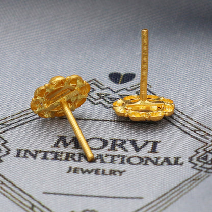 22k 22kt Yellow Gold Studs Earrings Jewelry for gift, Gold Round Screw Back Minimalist Indian Antique Vintage Earrings for Wedding, K5440