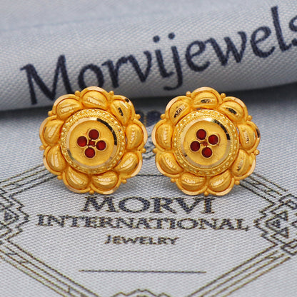 women gold tops designer 22k gold earrings from india, K5441