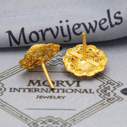 22k 22kt Yellow Gold Studs Earrings Jewelry for gift, Gold Round Screw Back Minimalist Indian Antique Vintage Earrings for Wedding, K5442