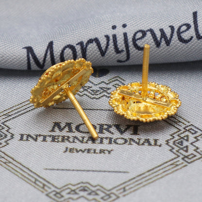 22k 22kt Yellow Gold Studs Earrings Jewelry for gift, Gold Round Screw Back Minimalist Indian Antique Vintage Earrings for Wedding, K5454