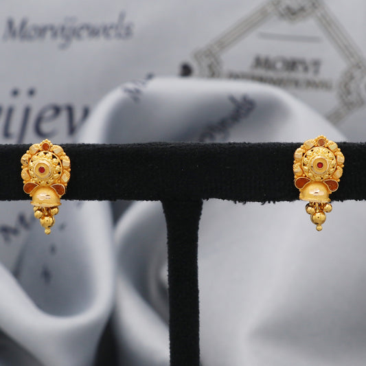 22k 22kt 22 karat Yellow Gold Earrings Dangle Stud Handmade Indian Jewelry for Gift, K5457