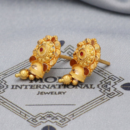 22k 22kt 22 karat Yellow Gold Earrings Dangle Stud Handmade Indian Jewelry for Gift, K5457