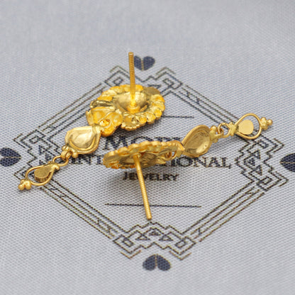 22k 22kt 22 karat Yellow Gold Earrings with Colored Enamel Handmade Indian Jewelry for Gift, K5460