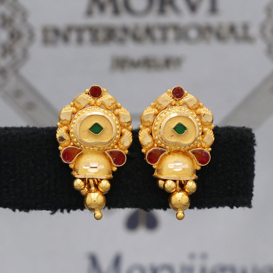 22k 22kt 22 karat Yellow Gold Earrings Dangle Stud Handmade Indian Jewelry for Gift, K5461