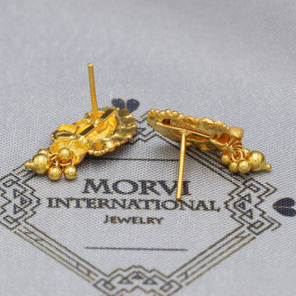 22k 22kt 22 karat Yellow Gold Earrings Dangle Stud Handmade Indian Jewelry for Gift, K5462