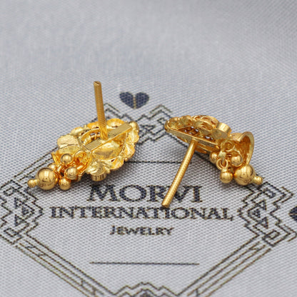 22k 22kt 22 karat Yellow Gold Earrings Dangle Stud Handmade Indian Jewelry for Gift, K5463
