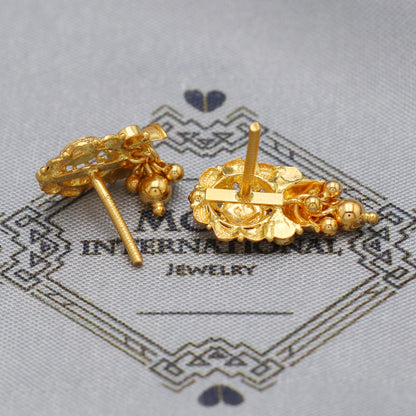 Solid 22k Gold Earrings Stud Handmade Indian Jewelry for Gift, K5467