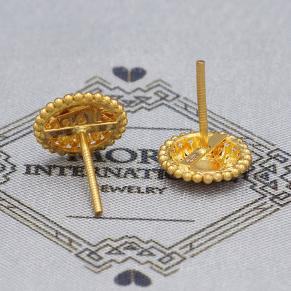 22k Yellow Gold Stud Earrings tops , Handmade Yellow gold earrings for women, vintage antique design indian gold earrings jewelry, K5477