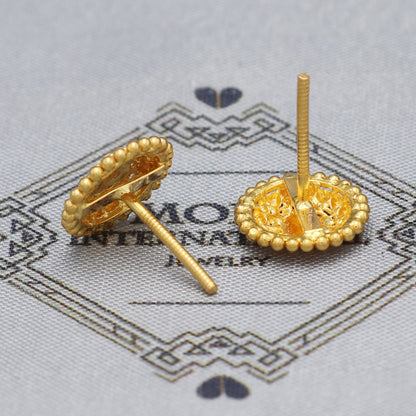 22k Yellow Gold Stud Earrings tops , Handmade Yellow gold earrings for women, vintage antique design indian gold earrings jewelry, K5478