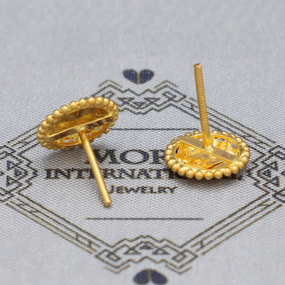 22k Yellow Gold Stud Earrings tops , Handmade Yellow gold earrings for women, vintage antique design indian gold earrings jewelry, K5480
