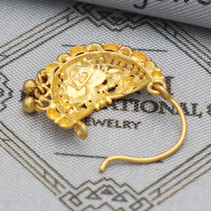 wedding party wear nose ring in 22k real solid gold, Wedding Indian Style Nose Ring Jewelry for Gift, K5494