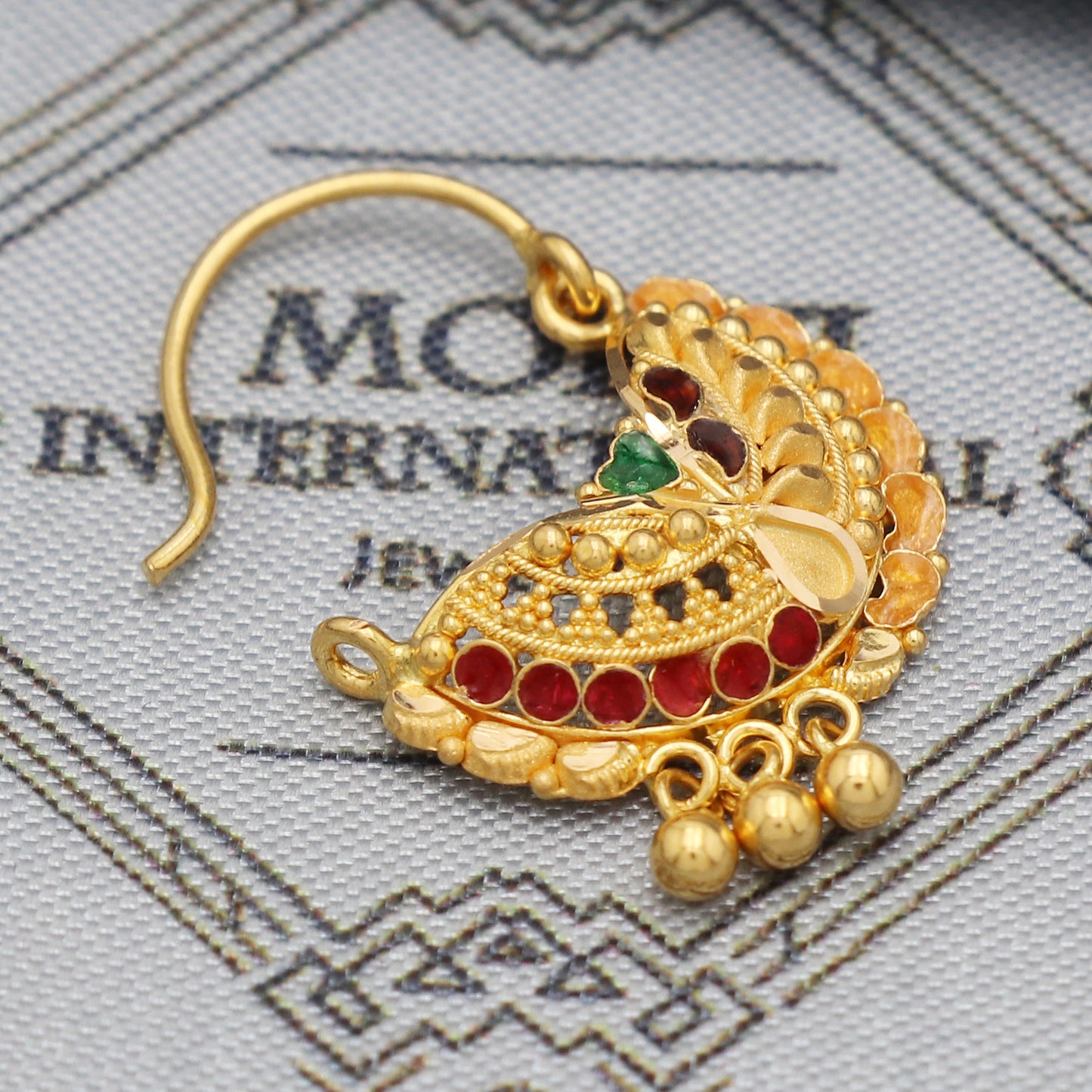 wedding party wear nose ring in 22k real solid gold, K5495