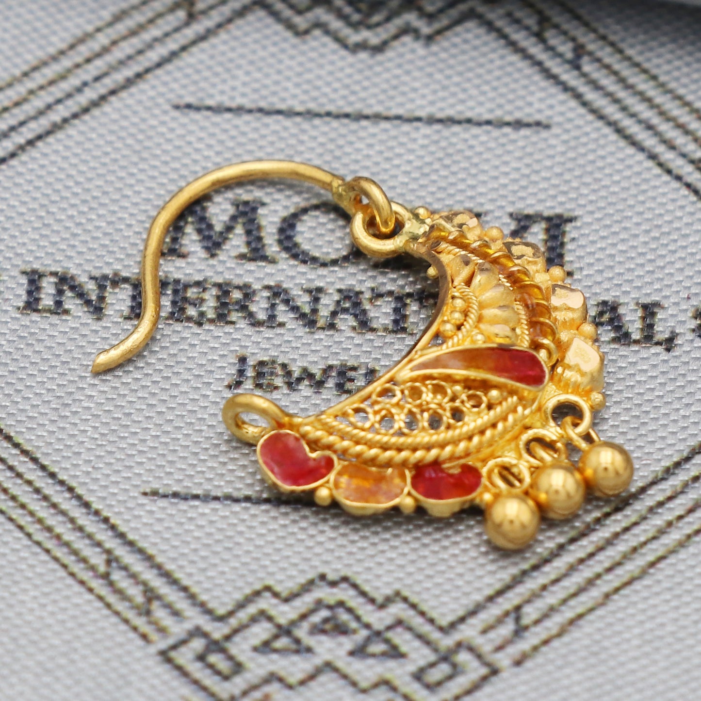 wedding party wear nose ring in 22k real solid gold, K5496