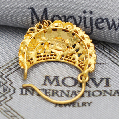 wedding party wear nose ring in 22k real solid gold, K5497