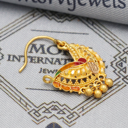 22k Yellow Gold Nose Ring Pin Indian Nath Handmade Jewelry For Gift, K5504