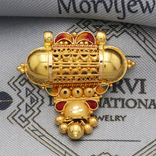 Solid 22k Yellow Gold Handmade Jewelry, Pure gold locket indian, gift for wife, K5508