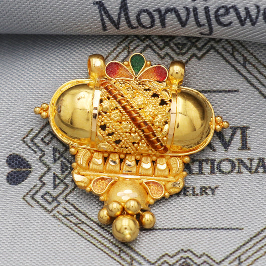 Solid 22k Yellow Gold Handmade Jewelry, Pure gold locket indian, gift for wife, K5509