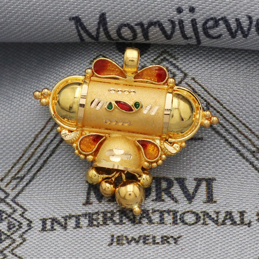 Solid 22k Yellow Gold Pendant Handmade Jewelry, Pure gold locket indian, gift for wife, K5513