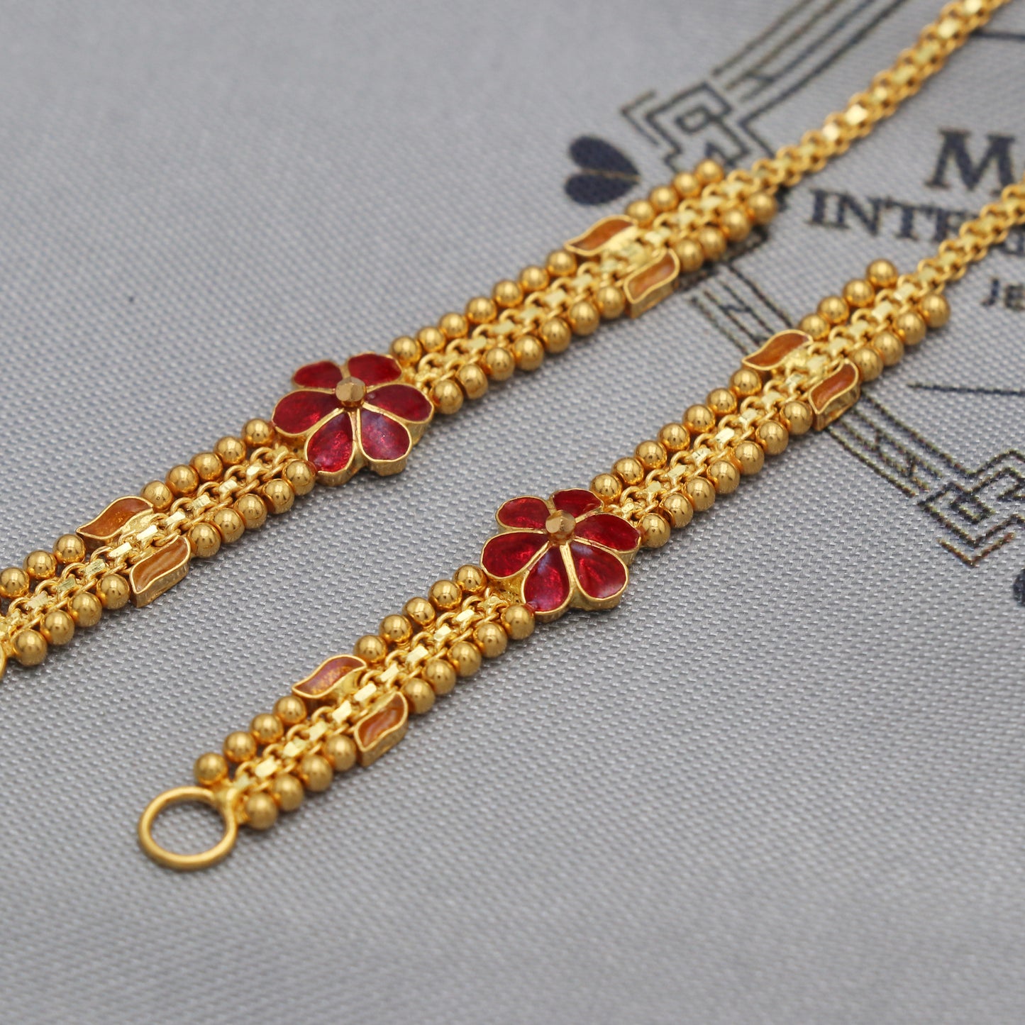 22k Yellow Gold Chain for Earrings, 22kt Handmade Gold Ear Chain for Women, Vintage Antique Design Indian Gold Earrings Jewelry, K5515