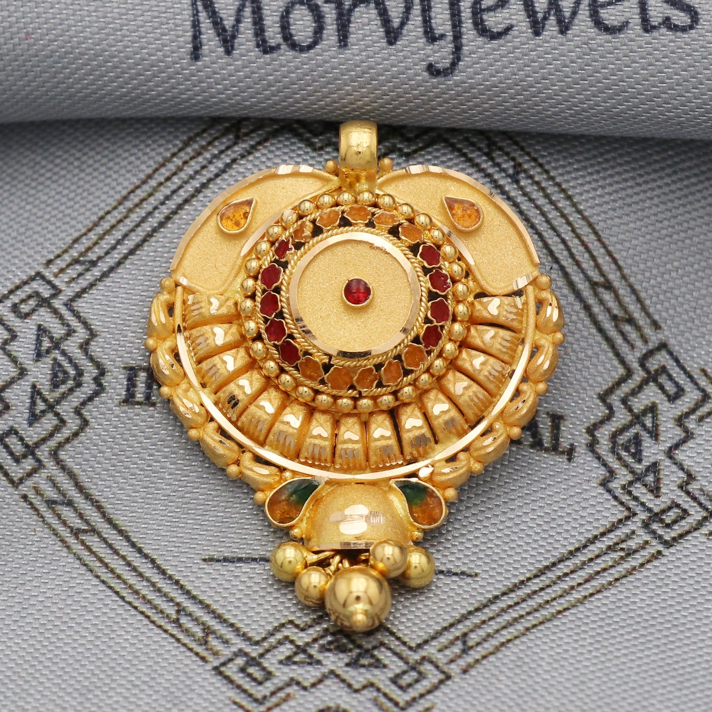 Indian Pendant Handmade 22k Yellow Gold Chain Necklace Jewelry, Pure gold necklace indian gold necklace, gift for wife, K5518