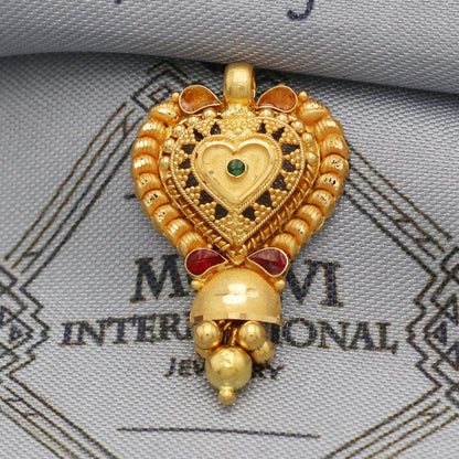 Indian Pendant Handmade 22k Yellow Gold Chain Necklace Jewelry, Pure gold necklace indian gold necklace, gift for wife, K5528