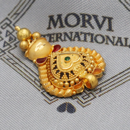 Indian Pendant Handmade 22k Yellow Gold Chain Necklace Jewelry, Pure gold necklace indian gold necklace, gift for wife, K5528