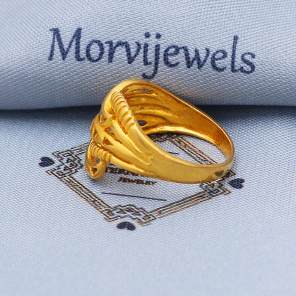 Solid 22k Yellow Gold Ring Jewelry, Hand Carved Gold Ring, Indian Gold Ring, K5703